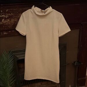 Mod Mockneck White/Cream Mini Shift Dress NWT